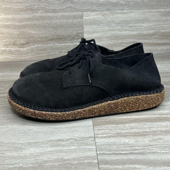 Birkenstock Gary Black Suede Classic Cork Sole Lace Up Womens 7 EUC - Picture 9 of 15